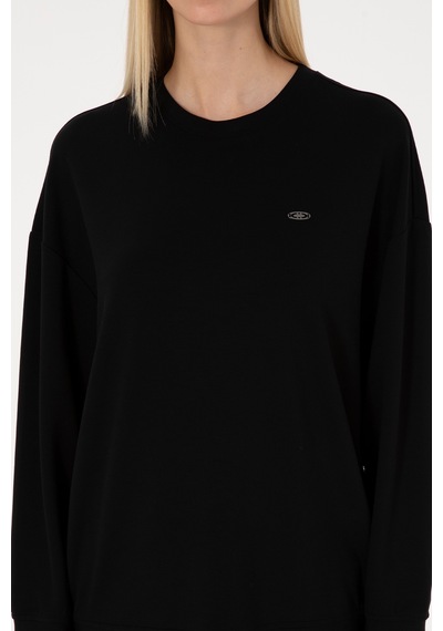 U.S. Polo Assn. Kadın Siyah Bisiklet Yaka Sweatshirt 50314194-VR046