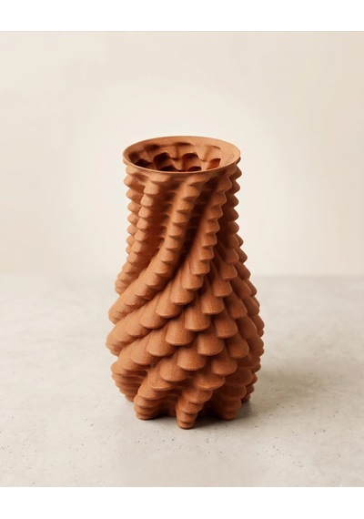 3d Vazo Özel Tasarım Burgu Model Eskitme - Kahverengi