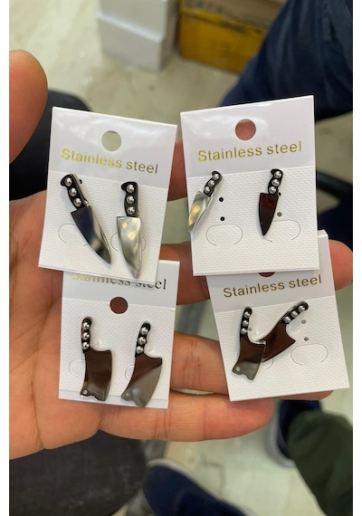 Takı Dükkanı Chef Küçük Boy Çelik Satır Küpe 1 Adet Mse13