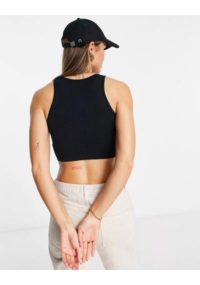 Liona Kadın Halter Yaka Siyah Crop Top Bluz Siyah