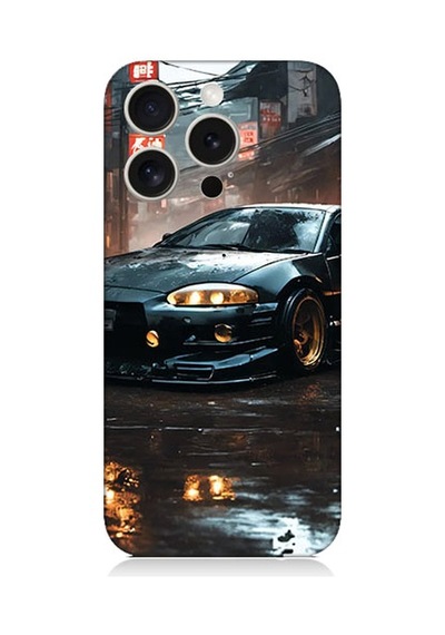 Apple Uyumlu iPhone 15 Pro Max Gece Yarışı Desenli Silikon Kılıf Silikon