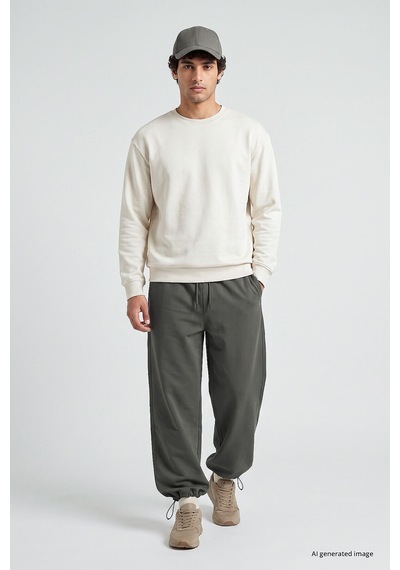 TOMMYLIFE Haki Lastikli Erkek Baggy Eşofman Alt - 82200