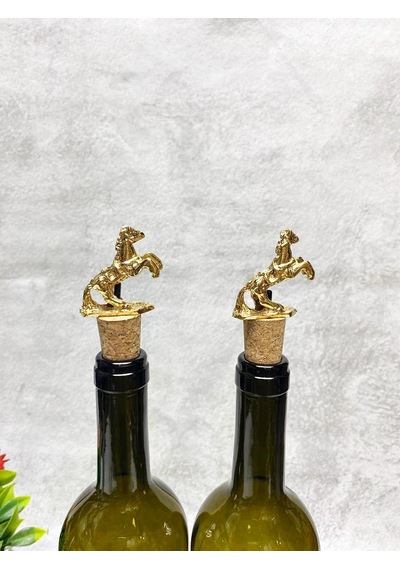 At Figürlü Mantar Tıpalı 2 Adet Yeşil 750 Ml Şişe Cam Yağlık Yağd