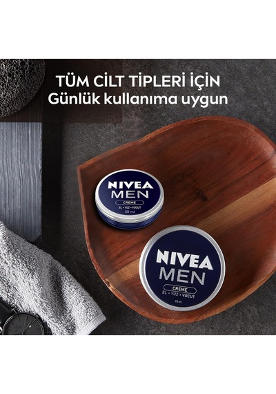 Nıvea Men Erkek Bakım Kremi 75 Ml, El, Yüz Ve Vücut Nemlendirici Krem, Hızlı Emilir, Yapışkan His Bırakmaz, E V