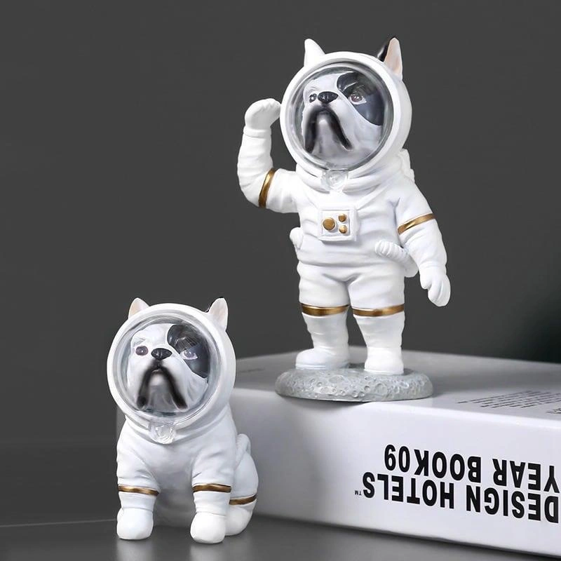 Modern Astronot Köpek Figür Biblo 14 Cm Ev Ofis Masa Süsü Dekoratif Uzay Temalı Hediyelik Heykel