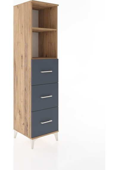 Hyperion Dolap 2 Raflı 3 Çekmeceli 44x44x182 Çam-antrasit Atlas Çam
