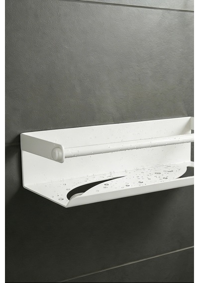 Zift Unique 25cm Paslanmaz Çelik Duş Rafı, Yapışkan Montaj Banyo Rafı,beyaz Mondern Şampuanlık