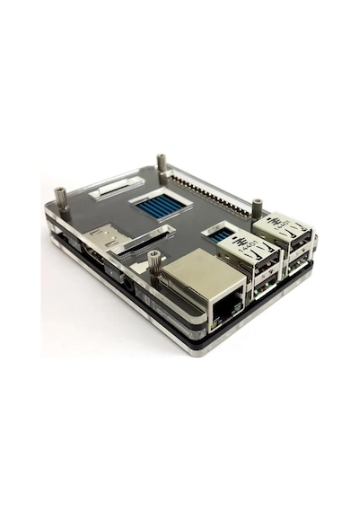 Raspberry Pi 2 Şeffaf Siyah Metal Vidalı Kutu
