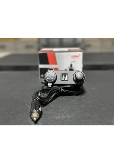 12v 120w Çakmak Soketi (Enerji Soketi) (Çakmak + Usb 2 Şarjlı 6a) (Kablolu)