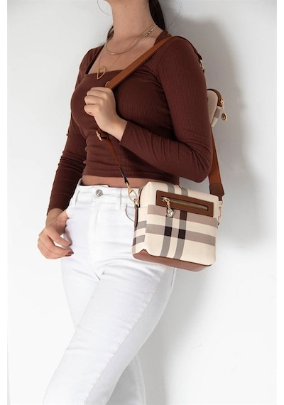 Silver & Polo Silver Polo Kadın Çapraz Çanta 1038 Krem-taba