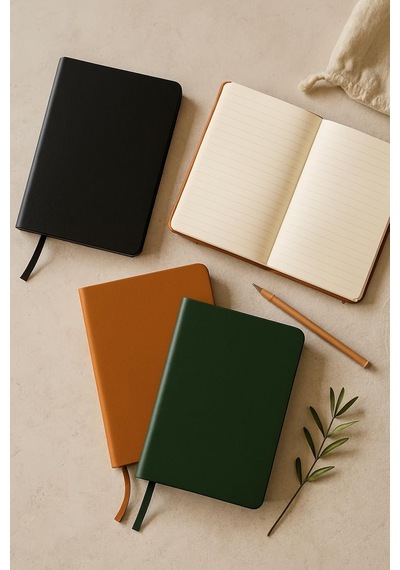 Defter, Noktalı Defter, Termo Deri Kapaklı Noktalı Defter, 128 Yaprak A5 Defter, Ofis Ve Kırtasiye, Plan, Notebook Yeşil