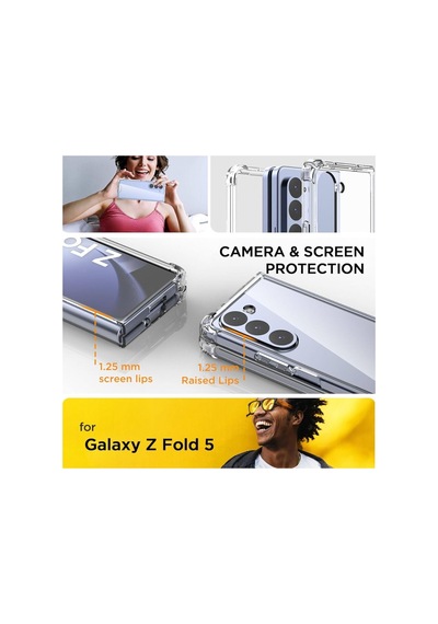 Galaxy Z Fold 5 Uyumlu Kılıf Clear Şeffaf Sararmaz Renksiz Silikon Kapak Case 180 Tam Korumalı Resimde Görünen