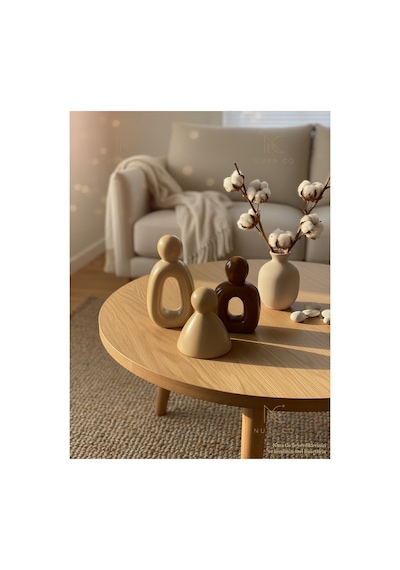3'lü Anne Baba Çocuk Soyut Aile Heykeli Set Dekoratif Biblo Minimalist Boho Ev Dekor Hediyelik 05
