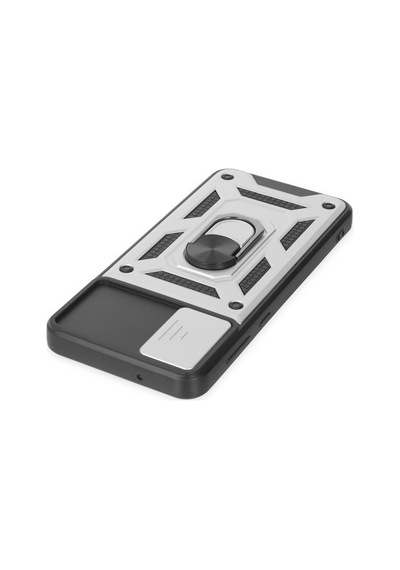 Newface - 519 - Samsung Galaxy Uyumlu A04 Kılıf Pars Lens Yüzüklü Silikon - Csmo-tex - - Gümüş