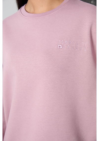 Tommy Life Gül Kurusu Basic Pamuklu O Yaka Oversize Lastik Paça Kadın Eşofman Takım - 95287 Gül Kurusu