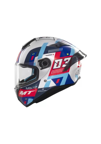Mt Helmets Targo S D7 Mavi Sergio Garcia Motosiklet Kaskı Beyaz Mavi
