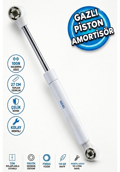 Mobilya Gazlı Piston 80n 100n 120n Dolap Kapağı Yavaş Açılır Kapanır Amortisör Tek Renk