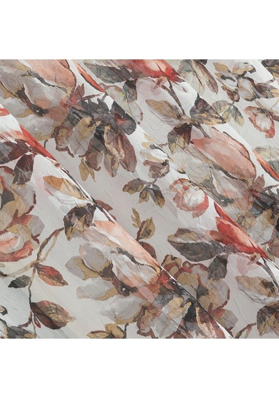 Myra Ezilmiş Şeffaf Vual Çubuk Cep Perde Paneli, 129,5 Cm X 213 Cm, Kırmızı