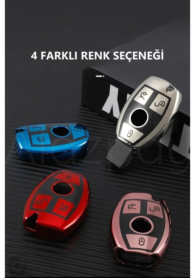 Mercedes A B C E S G Serisi Gl Gla Glc Cla Cls Amg Parlak Tpu Anahtar Kılıfı Gümüş