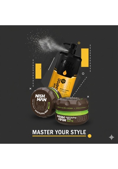 08 Saç Şekillendiric Ultra Sert Parlak Wax 100 Ml X 5 Adet/ + 1250 Ml Tuzsuz Şampuan Hediye