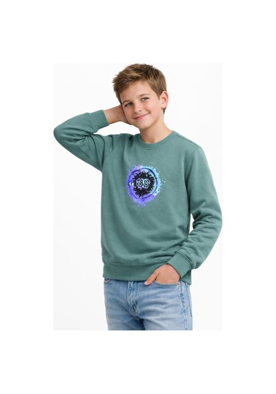 Baglan Erkek Çocuk Ön Arka Baskılı Sweatshirt Bgl-st05230 Açık Yeşil