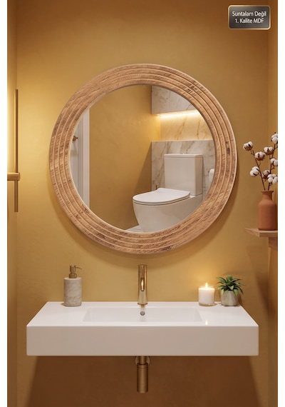 Antik Ahşap Oval Dekoratif Ayna Dresuar Boy Koridor Konsol Aynası Banyo Oda Lavabo Wc Mutfak Makyaj Aynası Yn-107 Atlantik Çam