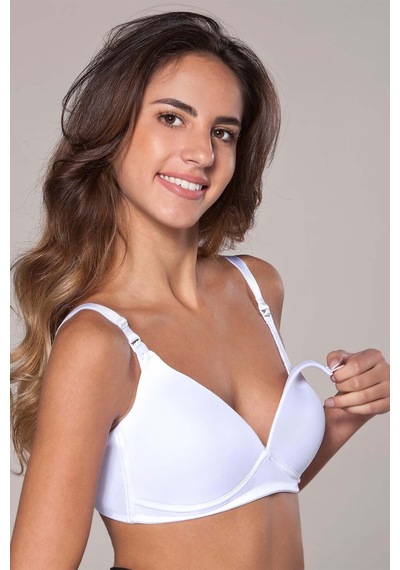 Syziçgiyim Mammabra Balensiz Kaplı Pamuklu Emzirme Sütyeni Beyaz - 919571533 Beyaz