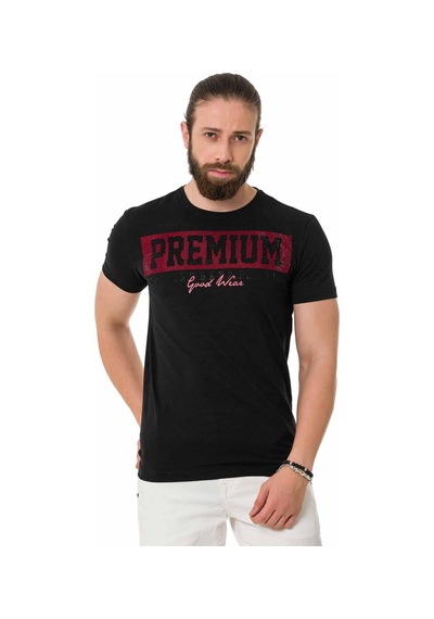 CT732 Taşlı Premium Siyah Tişört Siyah