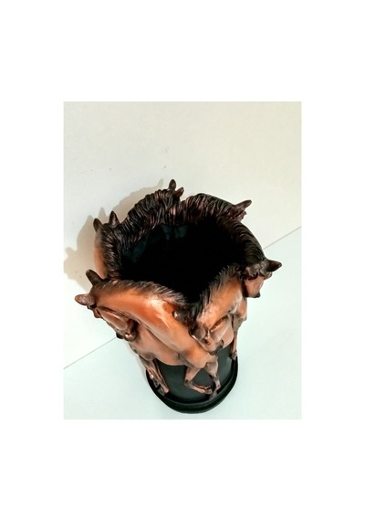 Atlı Vazo Polyester Aksesuar Obje El Boyama Siyah Bronz - 516607017 Siyah Bronz