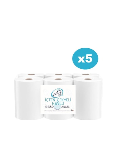 Pratiksoft İçten Çekmeli Kağıt Havlu 6'lı 5 Paket