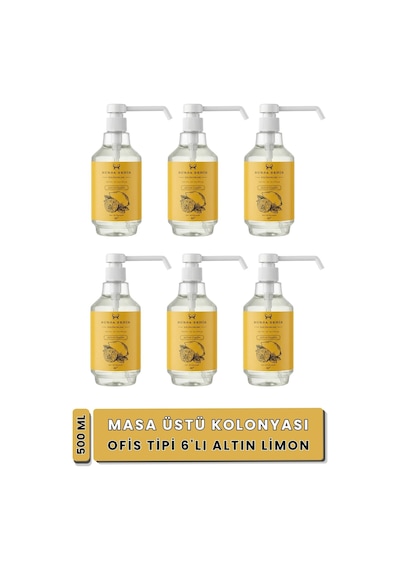 6'lı 500 Ml Sprey Altın Limon Kolonyası, Ofis Kolonyası, Masa Üstü Kolonya, Banko Kolonyası
