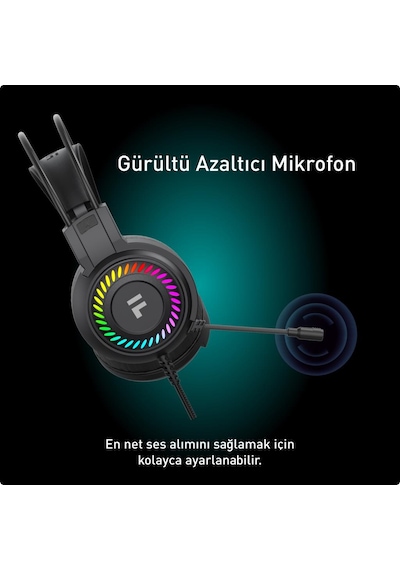 Fashcolle FC8100B 7.1 Virtual Surround RGB Profesyonel Kulak Üstü Oyuncu Kulaklığı