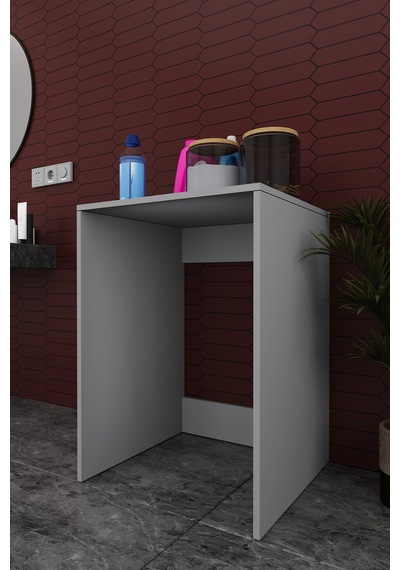 Lüks Çamaşır Makinesi Dolabı %100 Mdf Çamaşır Kurutma Banyo Dolabı Bd07 Kül Gri
