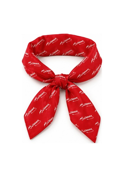 Herşeynota Atatürk İmza Desenli Kırmızı %100 Pamuk 52x52 Cm Fular Bandana Okul, Etkinlik, Tören, Gösteri Çok Renkli