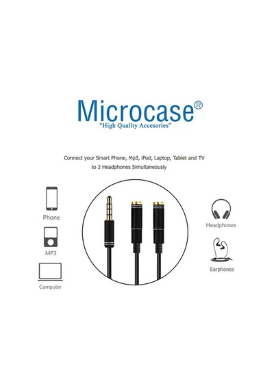 Microcase 3.5 Mm Çift Çıkışlı Kulaklık Çoğaltıcı Kablo - Al2312