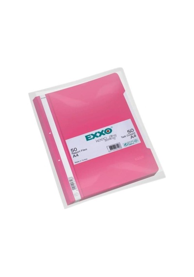 Exxo Telli Dosya Plastik A4 Pembe 50 Li Paket Tt145