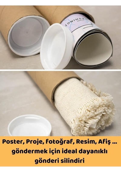 Postüp Kapaklı Silindir Kutu Karton Rulo Gönderi Poster Afiş Harita Tüpü 5 Adet 5 Cm X 25 Cm