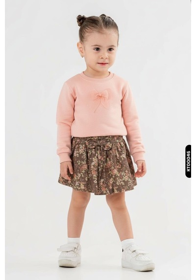 Xo Kids Kız Çocuk 2li Kombin Takmı 1-4 Yaş Set0419 Kahverengi