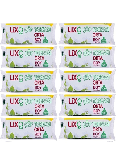 Lixo Orta Boy Çöp Torbası 55 x 60 Cm 20 li Rulo x 10 Paket 200 Adet