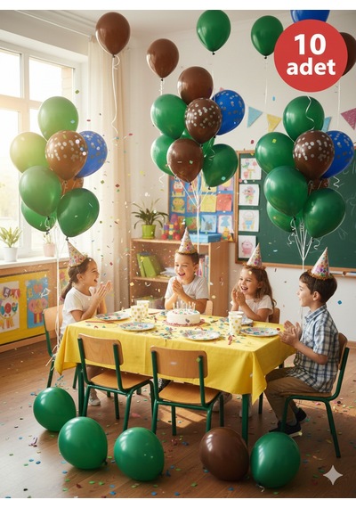10 Adet Yeşil Metalik Balonlar Parti & Kutlama Paketi Diğer