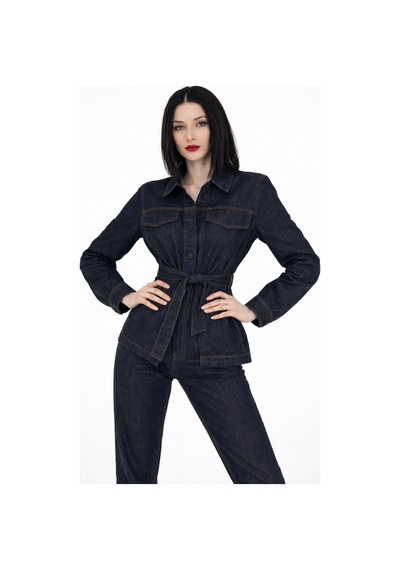 Kadın Geniş Paça Yüksek Bel Denim Pantolon Indigo Form mavi