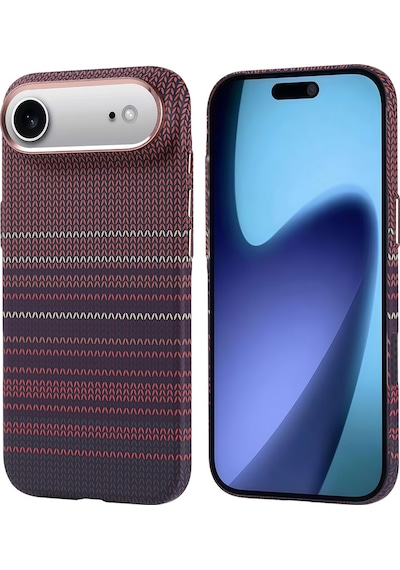 Techaks Apple Uyumlu iPhone 17 Air Kılıf M-safe Şarj Özellikli Karbon Fiber Görünümlü Tchs Nekst Kapak - Kırmızı Kırmızı