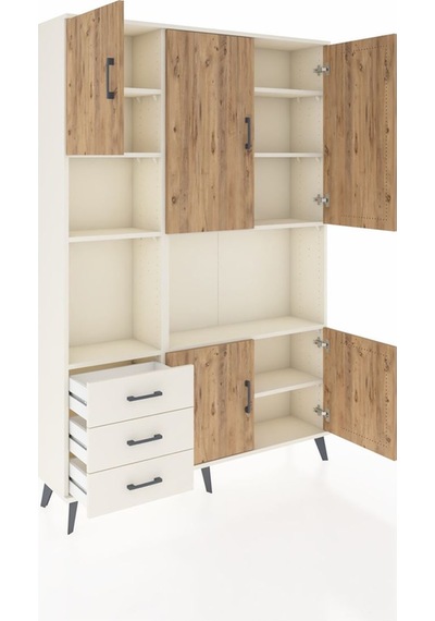 Arges Dolap 9 Raflı 3 Çekmeceli 5 Kapaklı 132x30x195 Aytaşı-ç... Aytaşı