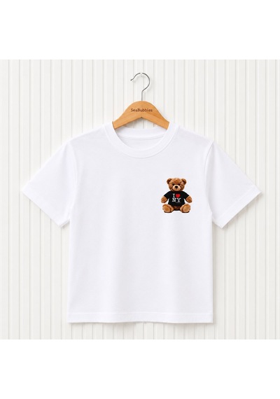 Sea Bubbles Teddy Bear Kız Çocuk Tişört Beyaz