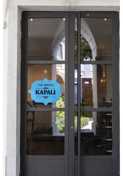 Ahşap Dekoratif Kesim Açık-kapalı Yazısı - Açık Mavi