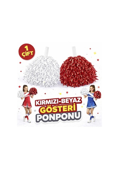 1 Çift 2 Adet Kırmızı-beyaz Renk 23 Nisan 19 Mayıs 29 Ekim Okul Gösteri Ponponları Ekstra Dolgun Diğer