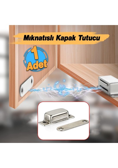 Lexroo Mıknatıslı Çıt Çıt 5 Cm Paslanmaz Metal Kapak Tutucu Dolap Açılır Kapanır Çekmece Kapatma