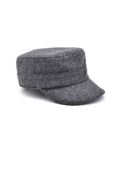 Külah Erkek Yün Fidel Castro Şapka Wool Military Hat - Gri