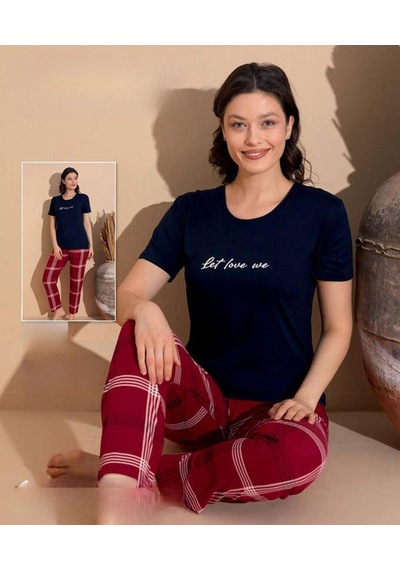 Boyraz Slim Fit Dar Kesim Kadın Milan Bisiklet Yaka Kısa Kol Pijama Takımı 11006l - 1 Adet Lacivert Boyraz Slim Fit Dar Kesim Kadın Milan Bisiklet Yaka Kısa Kol Pijama Takımı 11006l - 1 Adet Lacivert