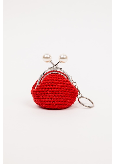 Fabric Craft Bag Mini Bozuk Para Cüzdanı Anahtarlık Klipsli Kiremit - Altın Kırmızı